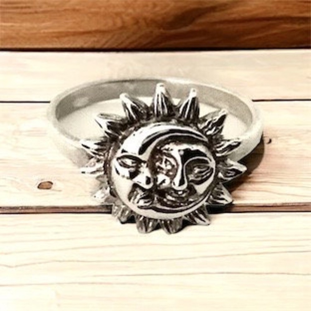 925 Sterling Silver Sun Moon Ring